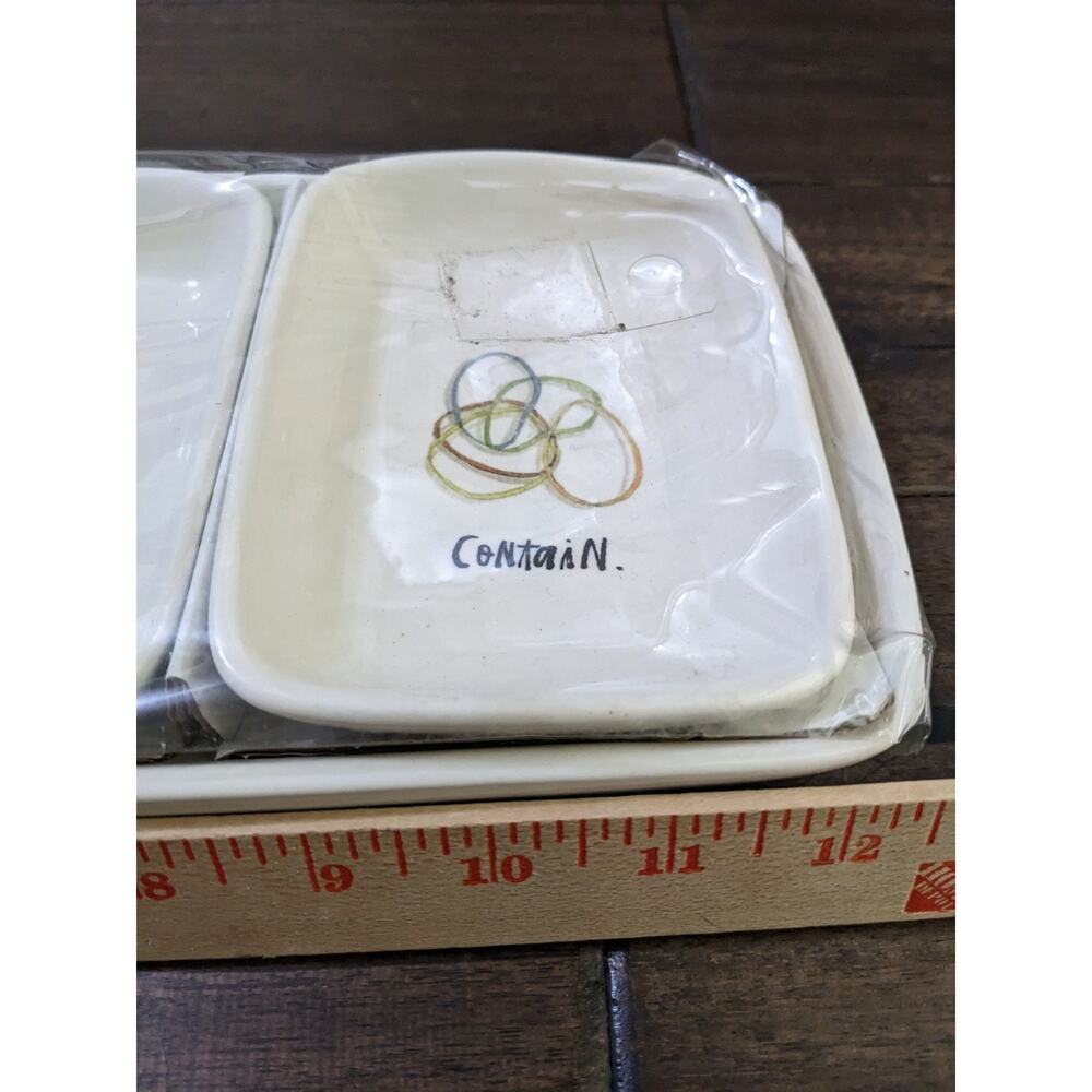 Rae Dunn Office Organizer KEEP HOLD CONTAIN 4 four piece set New - Picture 5 of 7